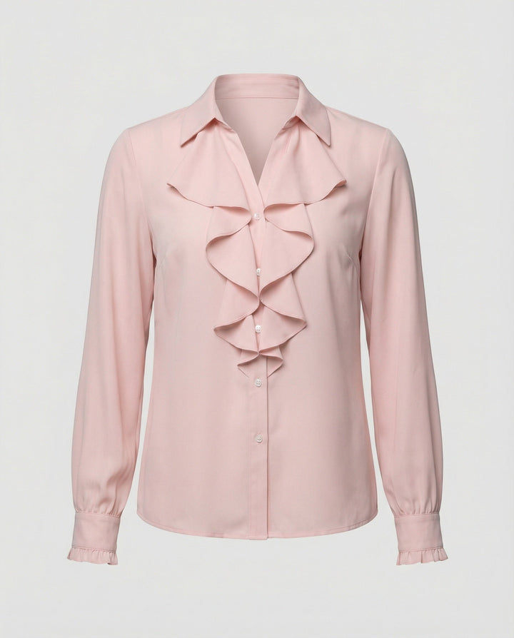 Damen Bluse Mitraffinierten Rüschendetails und Eleganten Ärmeln Echoarchiv