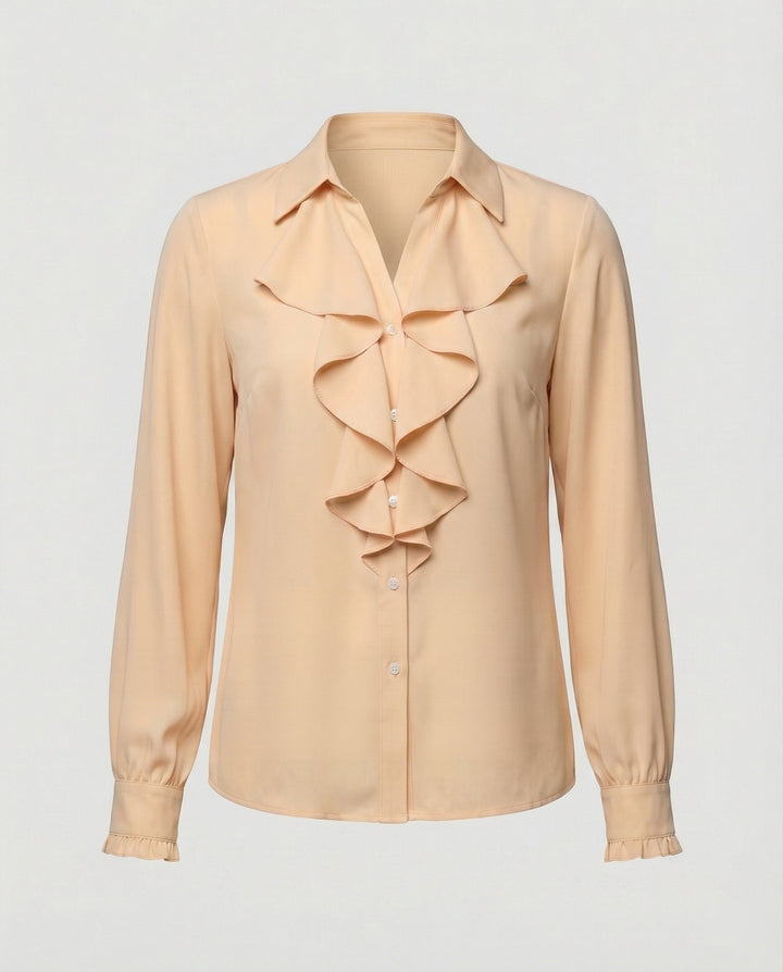 Damen Bluse Mitraffinierten Rüschendetails und Eleganten Ärmeln Echoarchiv
