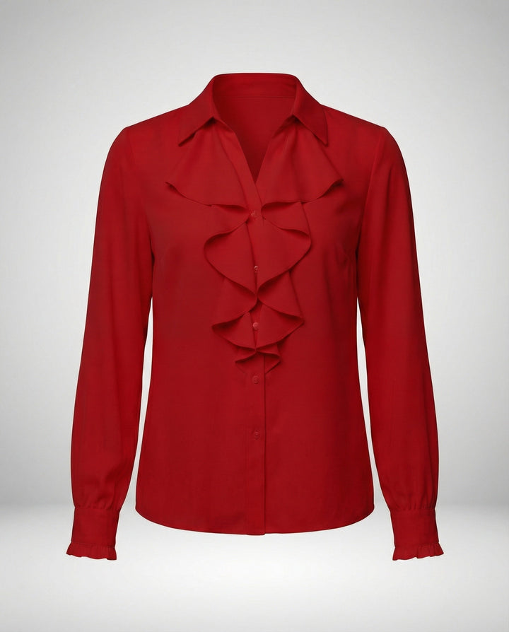 Damen Bluse Mitraffinierten Rüschendetails und Eleganten Ärmeln Echoarchiv