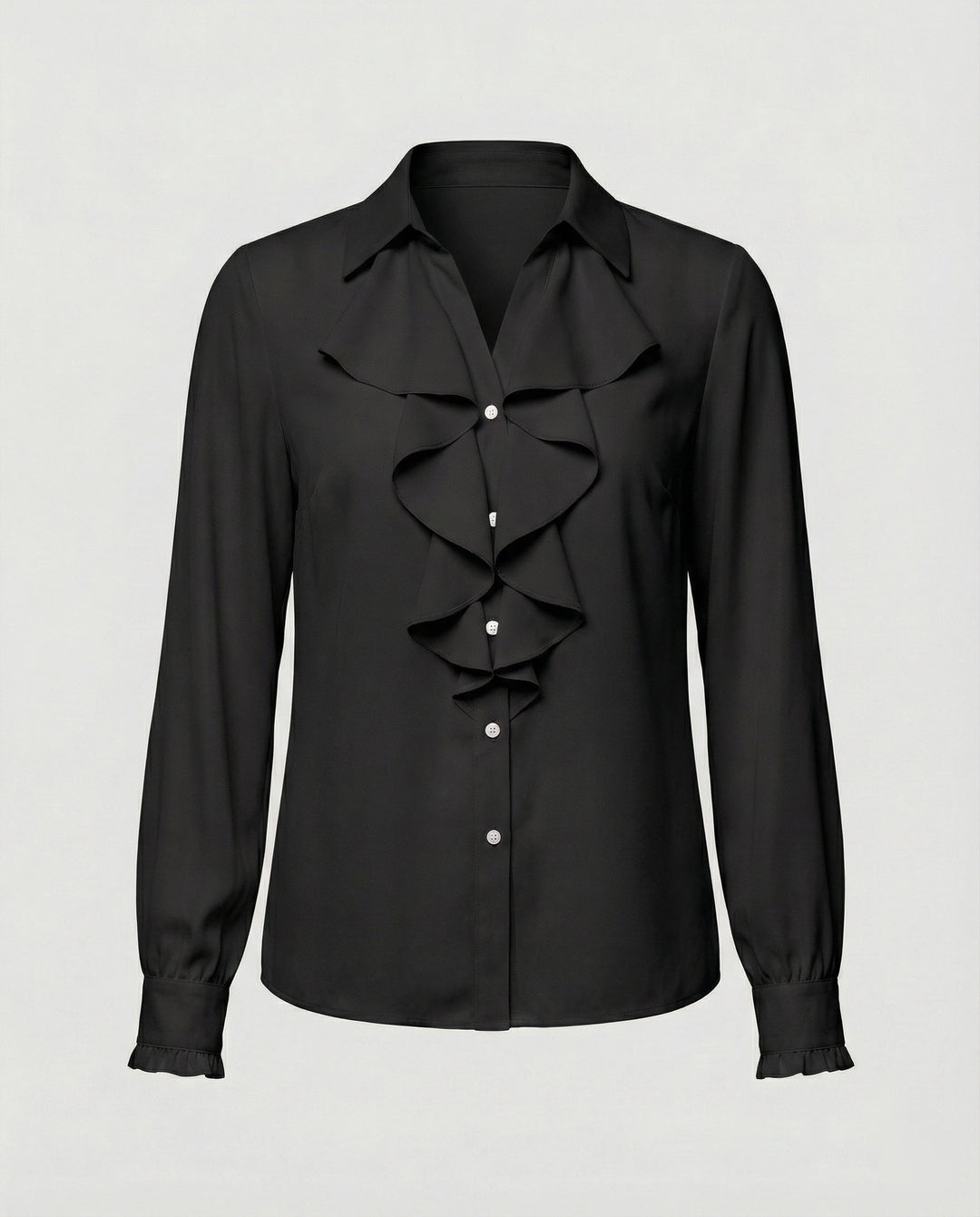 Damen Bluse Mitraffinierten Rüschendetails und Eleganten Ärmeln Echoarchiv