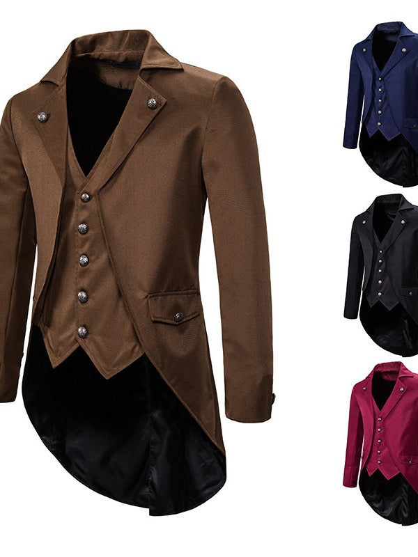 Herren eleganter Anzugmantel mit asymmetrischem Schnitt und feinen Details Echoarchiv