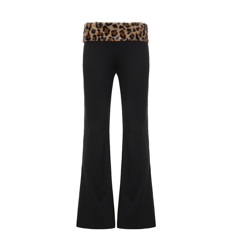 Damen nan schulterfreies Crop-Top mit kunstfellkragen und Manschetten im Leopardenmuster Echo Archiv