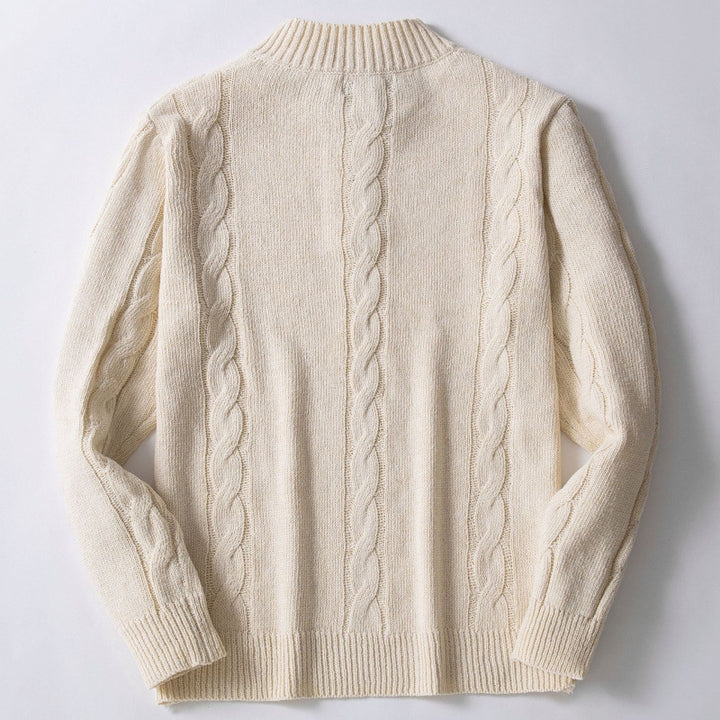 Herren Strickpullover mit modernem Zopfmuster und praktischem Hochauschnitt Echoarchiv