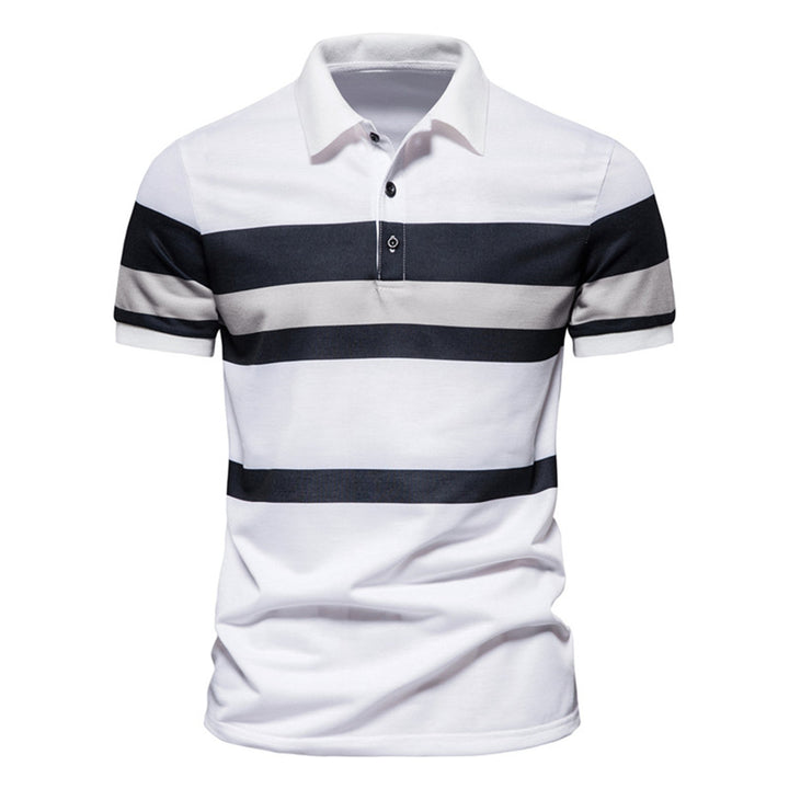Herren Poloshirt mit modernem Streifenmuster und atmungsaktiver Baumwolle Echoarchiv