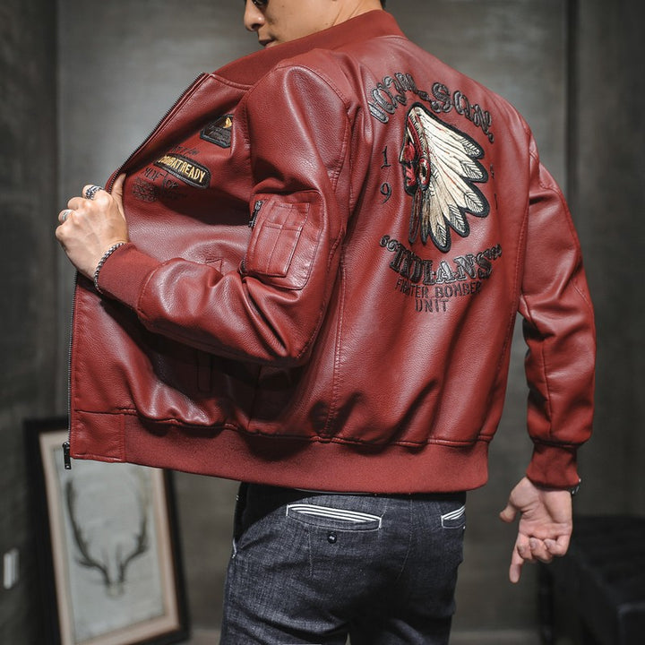 Herren Stylische Lederbomberjacke Echo Archiv