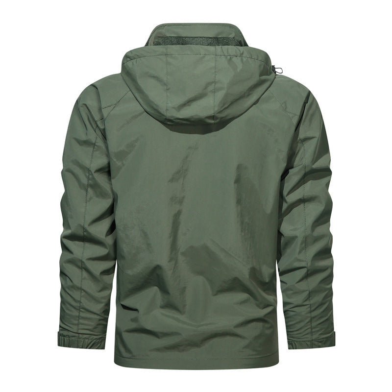 Herren nan leichte winddichte Outdoorjacke mit Kapuze und taktischer Brusttasche Echo Archiv