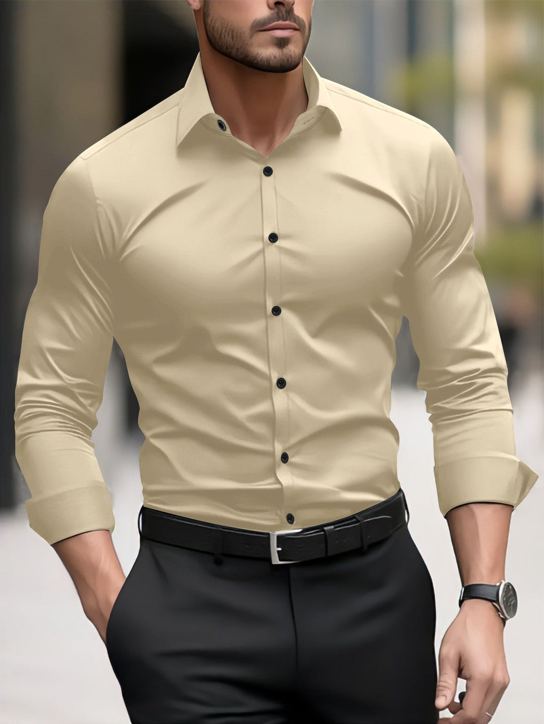 Herren Slim-Fit Langarmhemd mit modernem Schnitt und eleganten Akzenten Echoarchiv