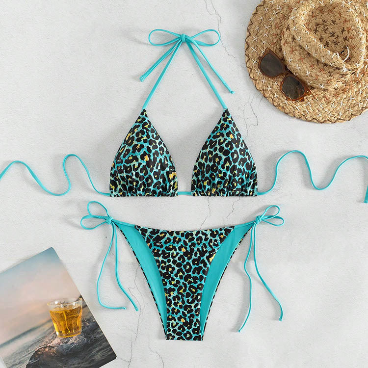 Damen Triangel-Bikini-Set mit modischem Animal-Print und verstellbaren Bindebändern Echo Archiv
