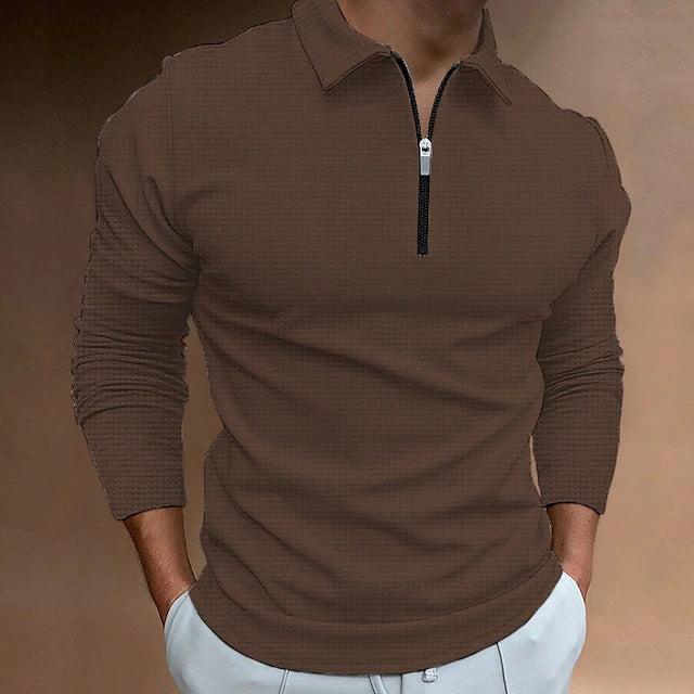 Herren Langarmshirt mit hochwertigem Reißverschluss und strukturiertem Design Echoarchiv