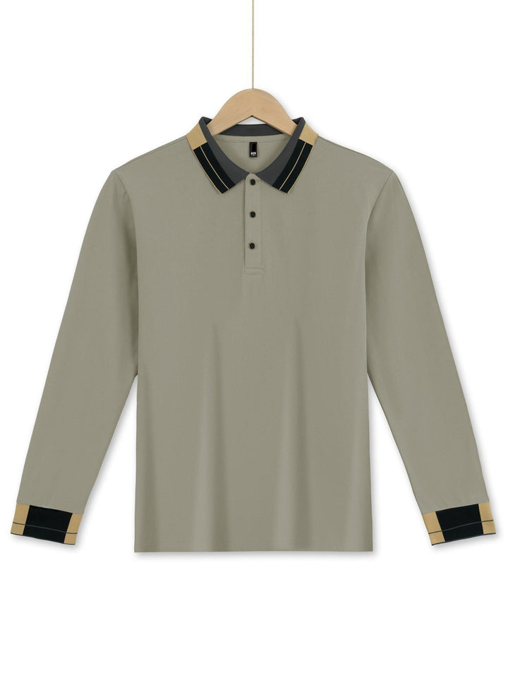 Herren Langarm-Polohemd mit stilvollem Kragen und kontrastierenden Akzenten Echoarchiv