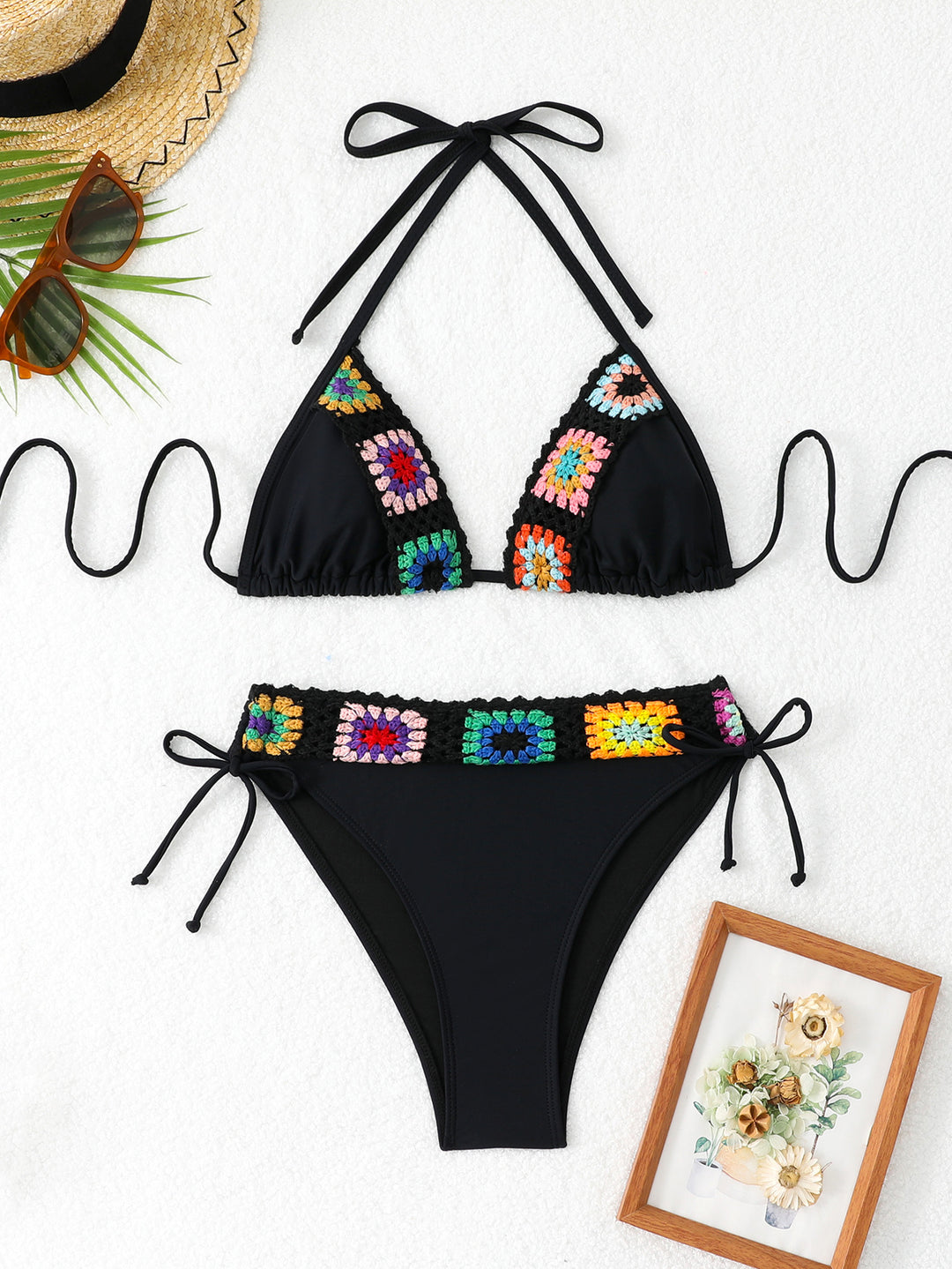 Damen Triangel-Bikini mit kreativen Häkelapplikationen Echo Archiv