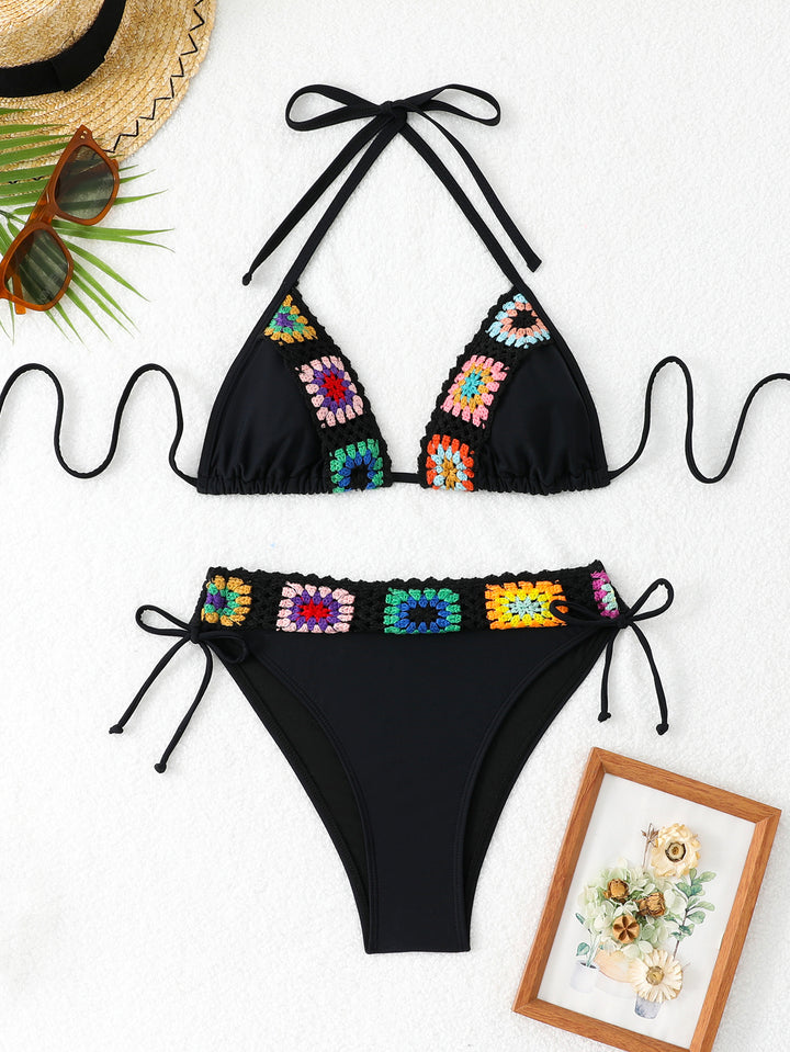 Damen Triangel-Bikini mit kreativen Häkelapplikationen Echo Archiv