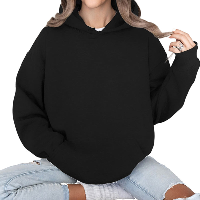 Damen Oversize-Kapuzenpullover im Cozy-Stil mit Kängurutasche und gerundetem Saum Echoarchiv