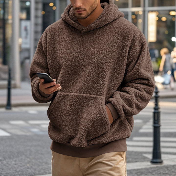 Herren kuscheliger Fleece-Hoodie mit großem Kängurutasche und elastischen Bündchen Echoarchiv