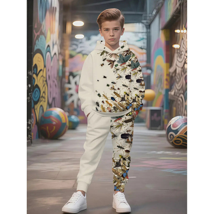 Unisex nan Kinder Jogginganzug mit Kapuzenpullover und detailreichem Auto-Print Echo Archiv