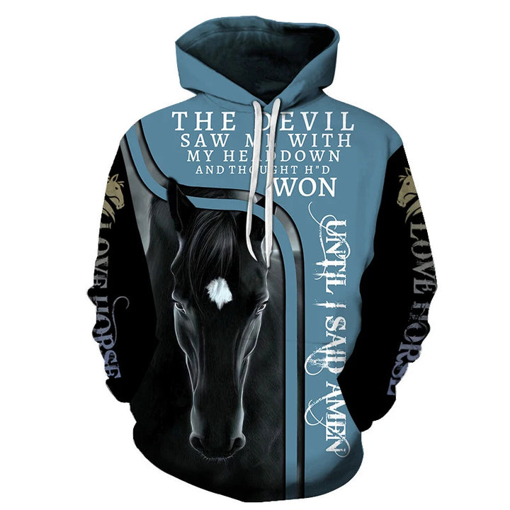Unisex Kapuzenpullover mit kreativem Wolfsmotiv Echoarchiv