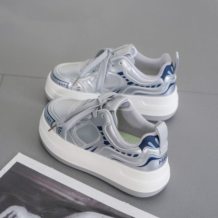 Damen Moderne Plateau-Sneaker mit metallic-Optik und dämpfender EVA-Zwischensohle – Névara