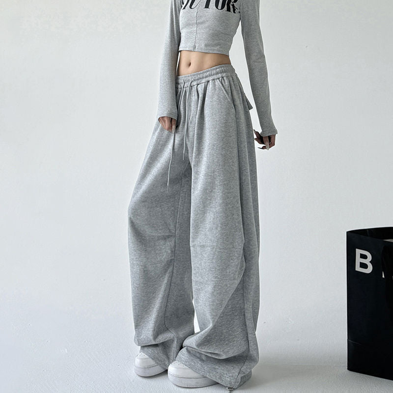 Damen weite Jogginghose mit extra weitem Bein und Kordelzugbund aus French Terry – Avélisse