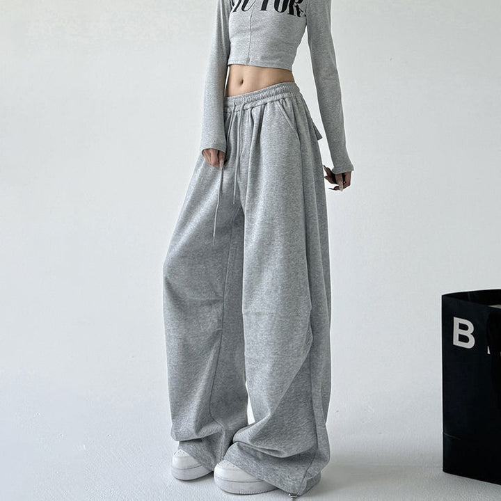Damen weite Jogginghose mit extra weitem Bein und Kordelzugbund aus French Terry – Avélisse