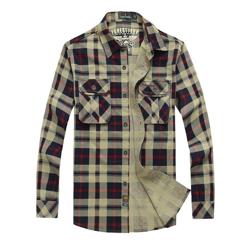 Herren Kariertes Overshirt im Workwear Stil mit aufgesetzten Brusttaschen – Taviero