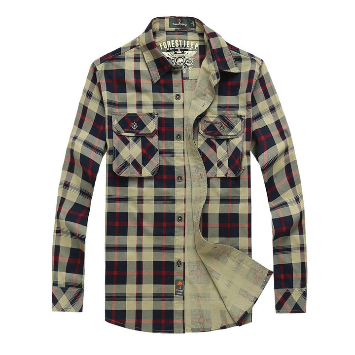 Herren Kariertes Overshirt im Workwear Stil mit aufgesetzten Brusttaschen – Taviero