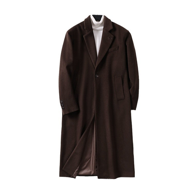 Herren Eleganter Longcoat aus Wollmix mit schmaler Silhouette und Ein-Knopf‑Verschluss Echoarchiv