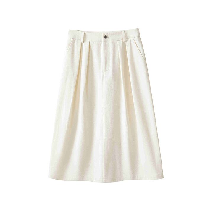 Damen Midirock mit hoher Taille, soften Falten und Eingrifftaschen Echo Archiv