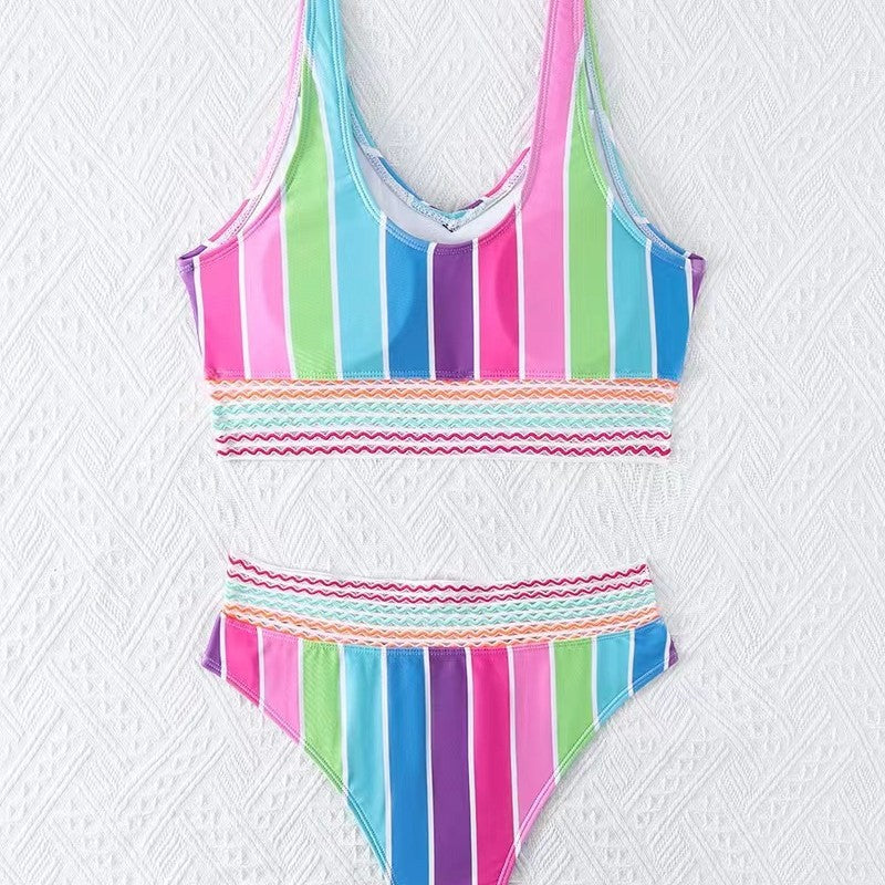 Damen Bikini-Set mit breitem Farbblockdesign und hohem Bündchen Echo Archiv