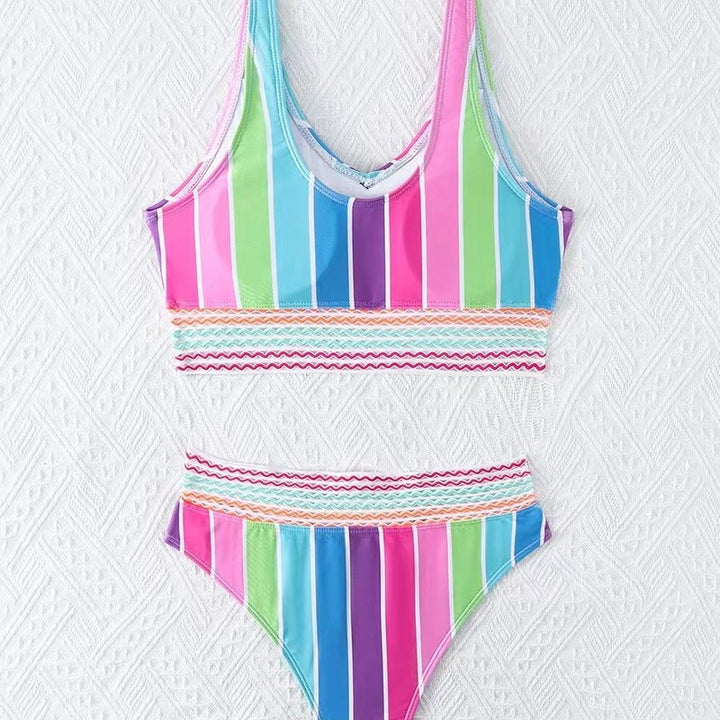 Damen Bikini-Set mit breitem Farbblockdesign und hohem Bündchen Echo Archiv