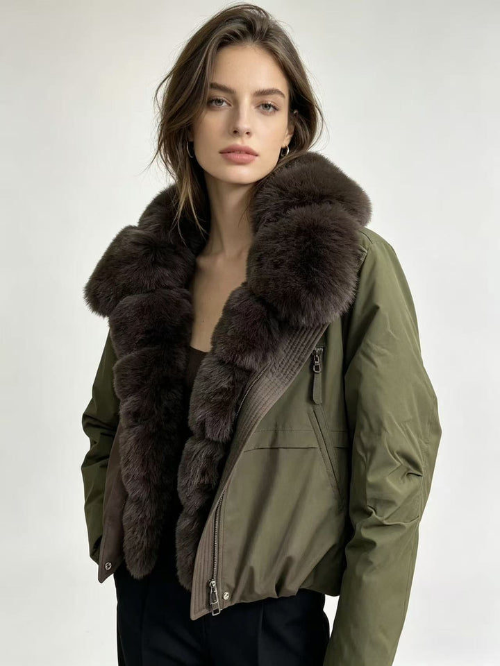 Damen nan taillierte Parka-Bomberjacke mit voluminösem Webpelzkragen und windabweisender Außenhülle Echo Archiv