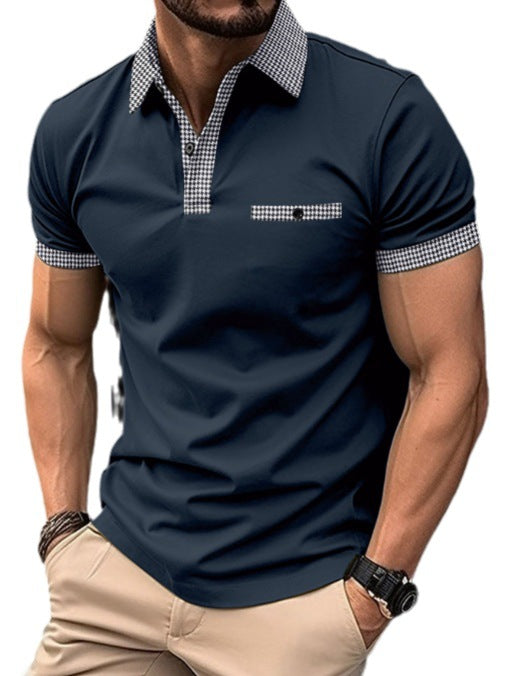 Herren Kurzarm Poloshirt mit kariertem Kragen Echoarchiv