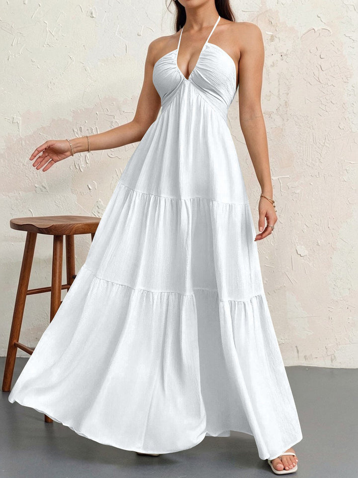 Damen Maxikleid mit tiefem V-Ausschnitt und luftiger Silhouette Echo Archiv