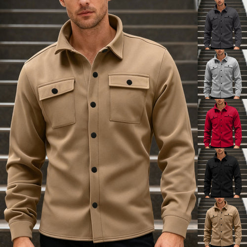 Herren nan Twill-Overshirt mit Hemdkragen, aufgesetzten Brustklappen und geradem Saum Echo Archiv