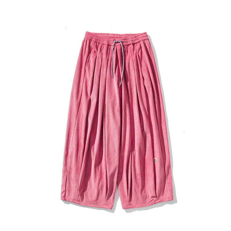 Herren Extraweite Plissée-Hose mit Rippstruktur und Tunnelzug Echo Archiv
