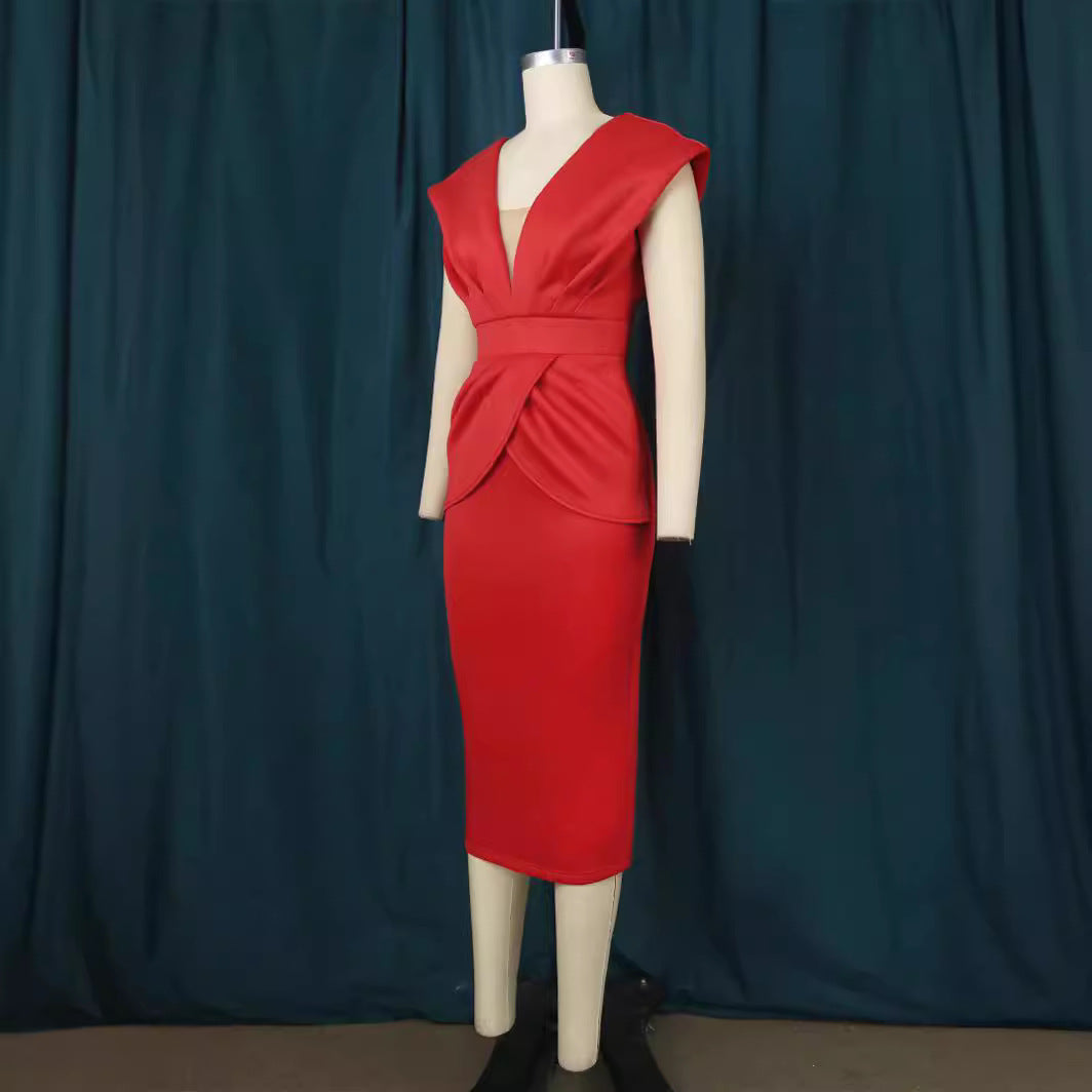 Damen Figurbetontes Wickelkleid mit tiefem V-Ausschnitt und organischem Schnitt Echo Archiv