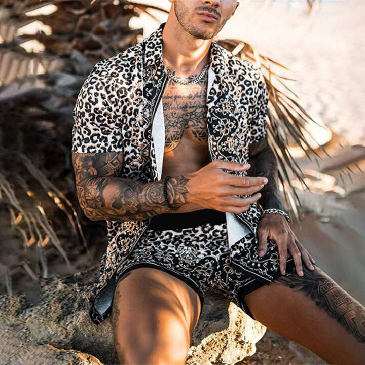 Herren Tropical Print Casual Kurzes Set Echoarchiv