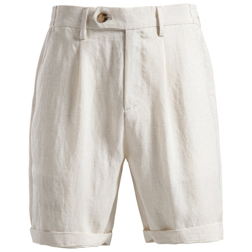 Herren nan lässige Leinenshorts mit Umschlag und Bundfalten Echo Archiv