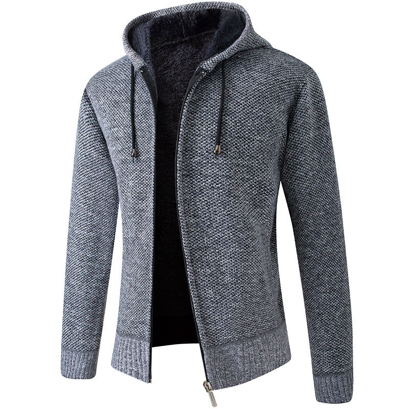 Herren gemütliche Strickjacke mit Kapuze Echoarchiv