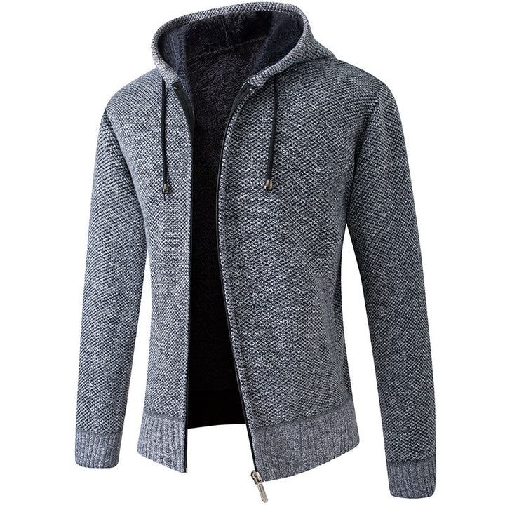 Herren gemütliche Strickjacke mit Kapuze Echoarchiv