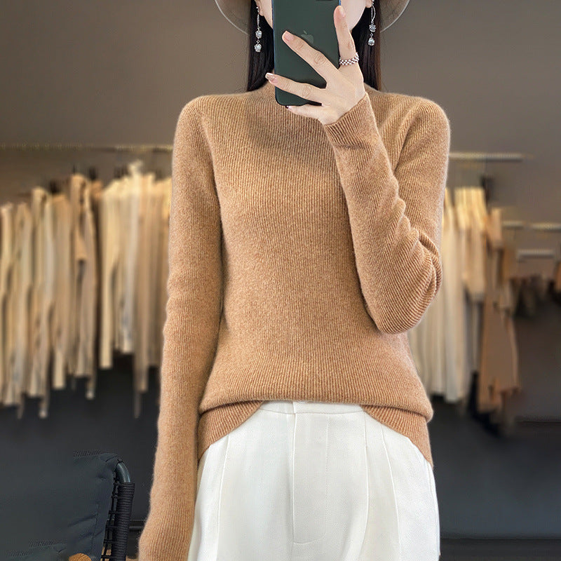 Damen Premium-Feinstrick-Mockneckpullover mit extra langen Ärmelabschlüssen und feiner Rippenstruktur Echoarchiv