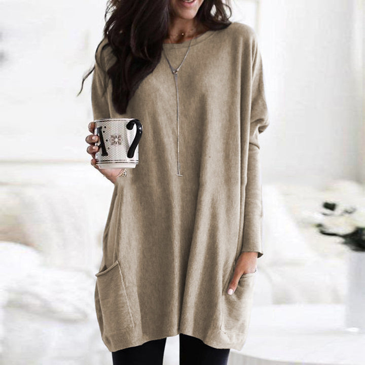 Damen nan oversized Longshirt mit Kontrastblock und aufgesetzten Taschen Echo Archiv