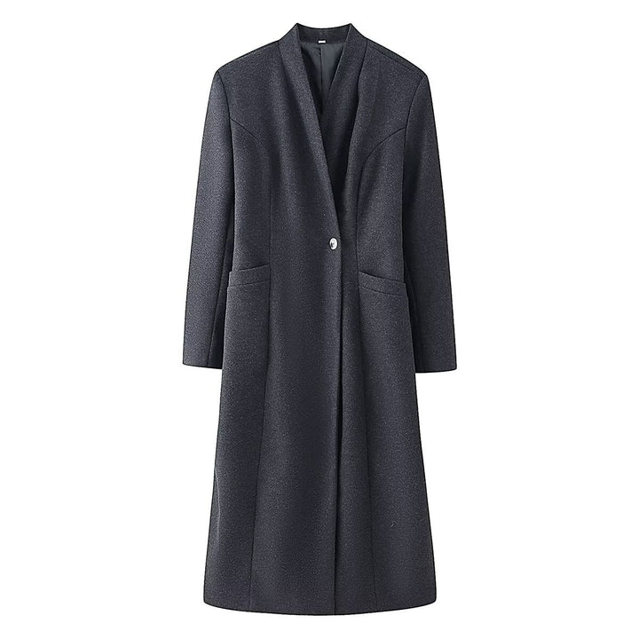 Damen Langmantel mit taillierten Teilungsnähten, einreihiger Knopfleiste und gefüttertem Innenfutter Echo Archiv