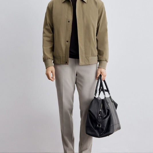 Herren klassische Harringtonjacke mit Rippsaum und verdecktem Reißverschluss Echoarchiv