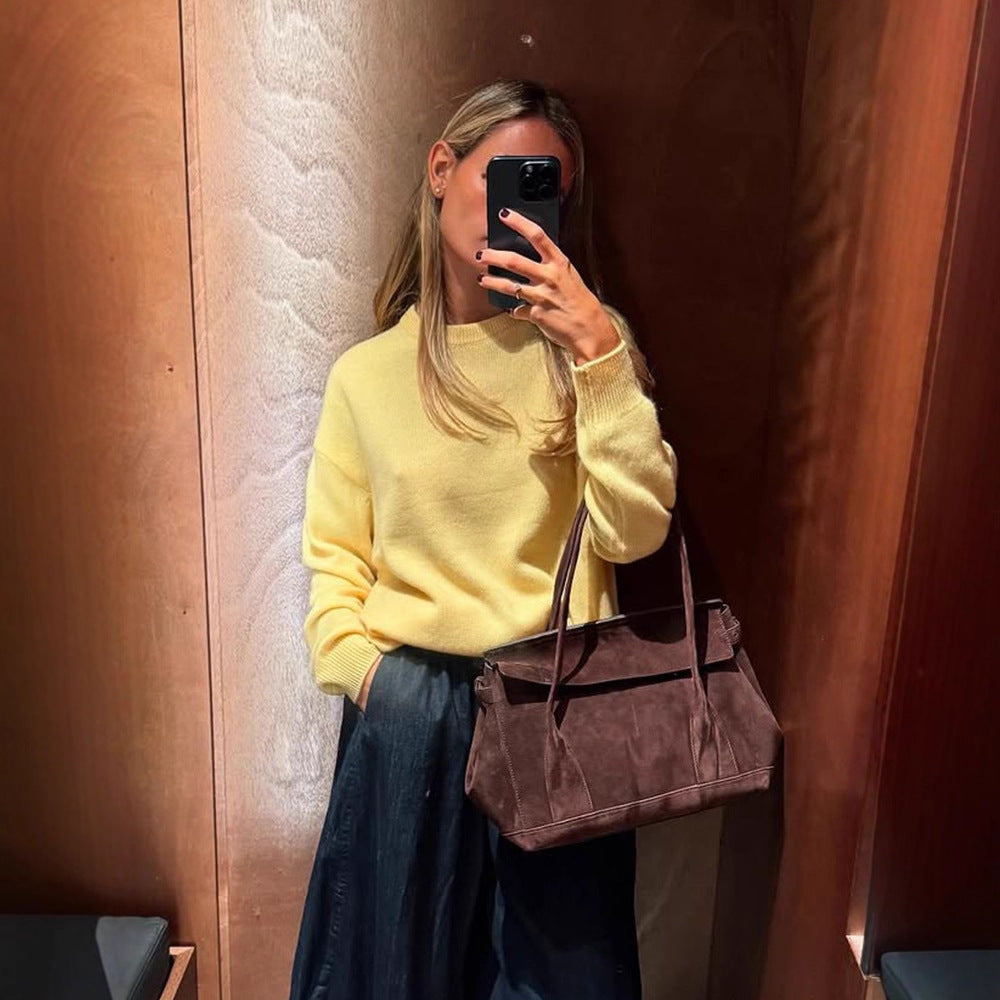 Damen Boxy Feinstrickpullover mit Raglanärmeln und geripptem Bündchen Echoarchiv