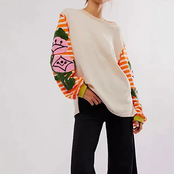 Damen Modischer Sweatshirt mit buntem Grafikdesign – Mavelle