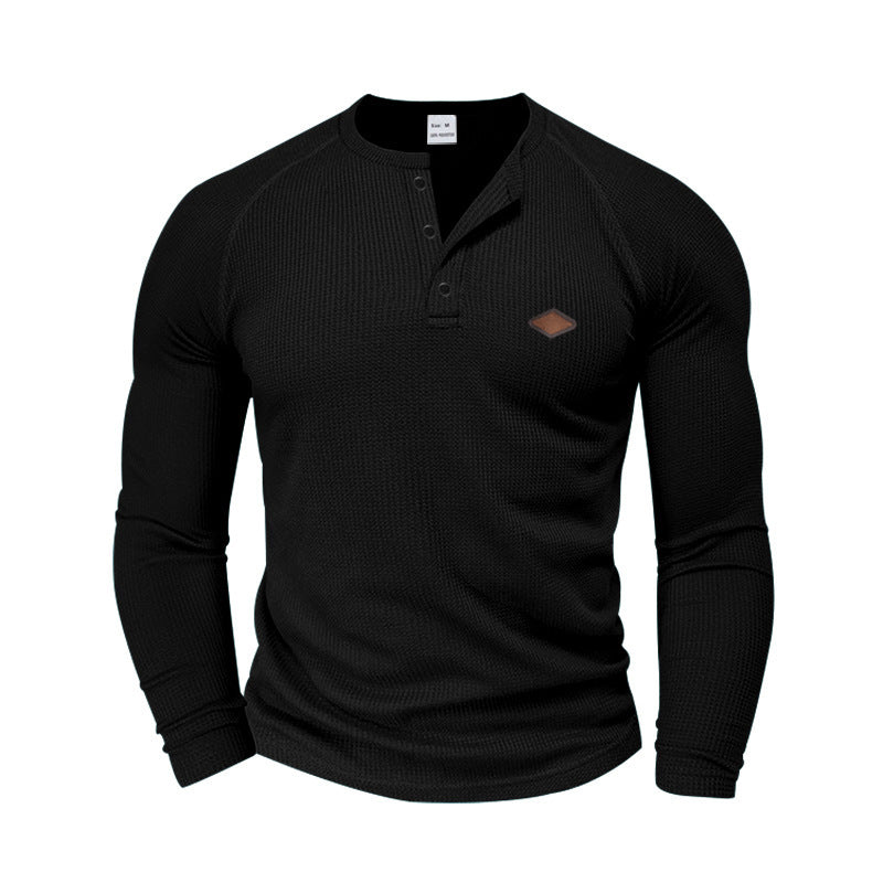 Herren Langarmshirt mit strukturiertem Stoff und praktischen Knöpfen Echoarchiv