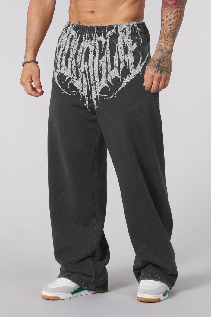 Herren nan weiche gewaschene Jogginghose mit weitem Schnitt und elastischem Bund Echo Archiv