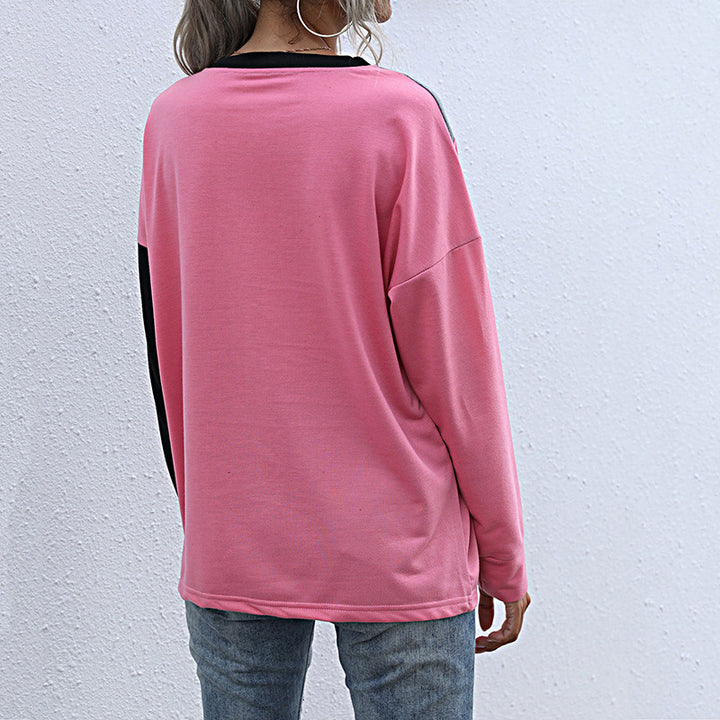 Damen Lässiges Colorblock-Sweatshirt mit diagonaler Teilung und Raglanärmeln Echoarchiv