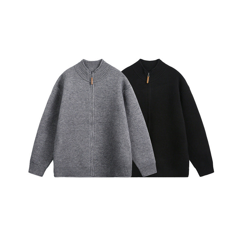 Unisex Strick-Zipjacke mit hohem Rippkragen und Oversize‑Schnitt Echoarchiv