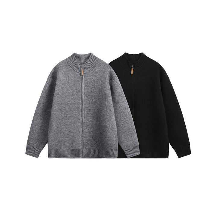 Unisex Strick-Zipjacke mit hohem Rippkragen und Oversize‑Schnitt Echoarchiv